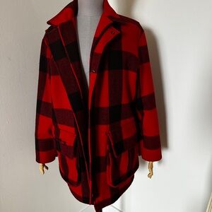 Vintage 80s Mens Sz Small Woolrich Plaid Tartan Wool Coat Made in USA